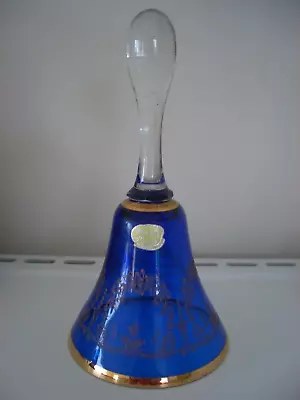 Buy Vintage Decorative Bohemian Cobolt Blue And Gold Czech Glass Bell • 4.99£