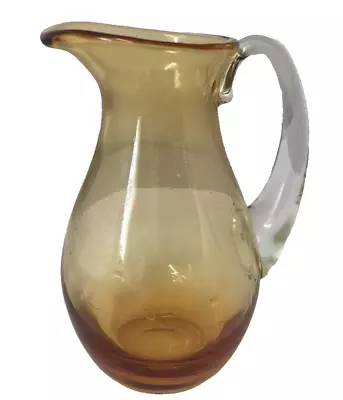 Buy Vintage Amber Glass Milk Jug Creamer Heavy Base Handblown Glass - FREE POSTAGE • 14.95£