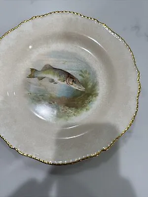 Buy 1930's Art Deco Woods Ivory Ware Gilt Edged Fish Pattern Plate • 19.28£