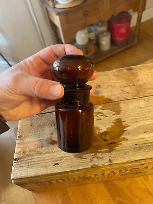 Buy Vintage Small Amber Glass Belgian Storage Jar / Bottle – Retro – Great! – • 7.99£