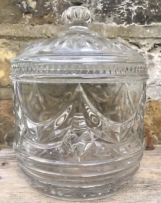Buy Art Deco Cut Glass Lidded Canister ,swags Design 15cm H X 11.5cm W • 12£