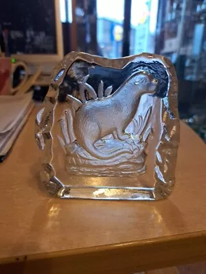 Buy Art Glass Crystal Otter Paperweight  Approx 4 Inches High Animal  • 9.99£