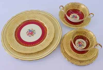 Buy 7pc Aynsley Dinner Place Setting Floral Gold Vintage English Bone China C1939 • 151.99£