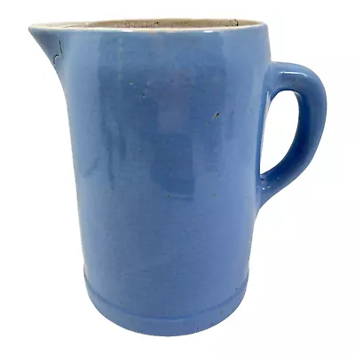 Buy Antique Stoneware Pitcher Blue Glaze 8 3/4 Inches Tall Vintage Farmhouse • 24.03£