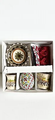 Buy Vintage Decorative Hand Painted Romanian Clay Pottery Gift Set. • 15£