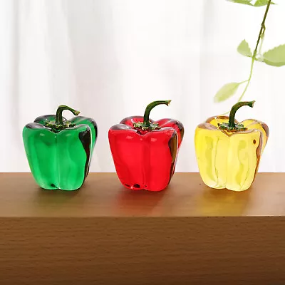 Buy 3Pcs Color Crystal Chili Figurines Collectible Art Glass Pepper Ornament Gift • 28.79£