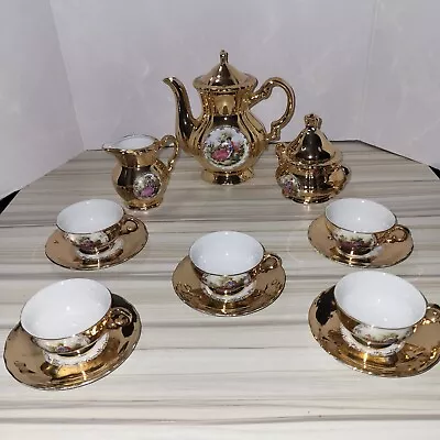 Buy Vintage 15 Pc Porcelain Gold Demitasse Tea Set Hand Painted Made In Japan • 160.64£