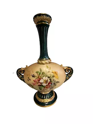 Buy Royal Worcester Blush Ivory Twin Handled Vase Fluted Neck Oval Body Height 23cm • 120£