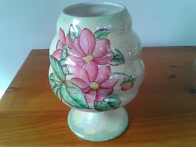 Buy Vintage Maling Newcastle 'Dahlia' Lustre Ware Spiral Goblet Vase 1950's • 15.50£