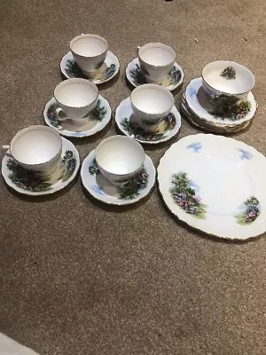 Buy Vintage Royal Vale Country Cottage Bone China Cup, Saucer & Tea Plate Set, • 50£