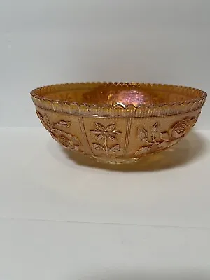 Buy Marigold Carnival Glass Bowl Vintage Imperial Art Deco Open Rose Pattern 9” • 19.45£