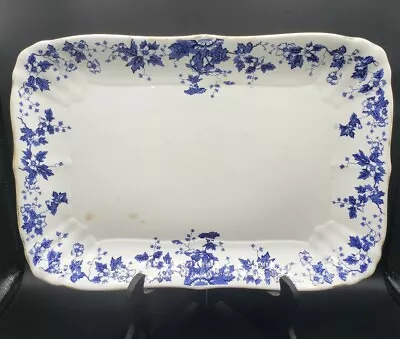 Buy  Antique JOHN MADDOCK & SONS ROYAL VITREOUS ENGLAND Platter 15.5  L Blue & White • 49.55£