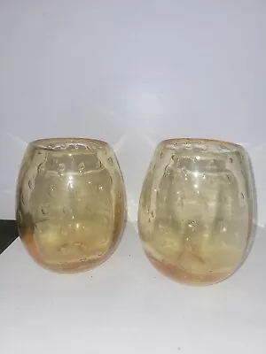 Buy Matched Pair Whitefriars 9291 Golden Amber Glass Vases B23 • 55£