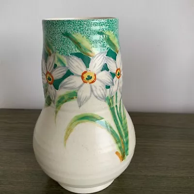 Buy Bewley Pottery Hand Painted Circa 1930s Vase Green Floral Decor • 10£