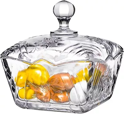 Buy Candy Sweet Jar With Lid Crystalline Glass Decorative Cookies Sugar Bowl Gift • 7.92£