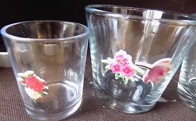 Buy Clear Glass Tea Light / FLORAL Votive Candle Holders Set Of 4 FREEPOST • 6.99£