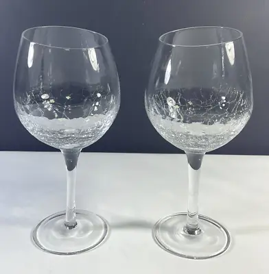 Buy Pier 1 Angled Rim Crackled Red Wine Or Water Goblet Glasses Set Of 2 • 96.50£