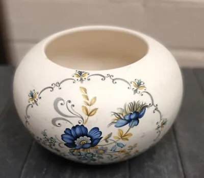 Buy Vintage Purbeck Swanage Ceramics - England Blue Floral Trinket Vase Bowl • 20£