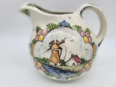 Buy Vintage Delft PITCHER Ceramic Windmill Floral Signed Hand Painted USA MADE 7.5  • 15.11£