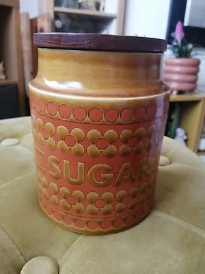 Buy 1970's Hornsea Pottery 'Saffron' Sugar Jar With Wood Lid • 25£