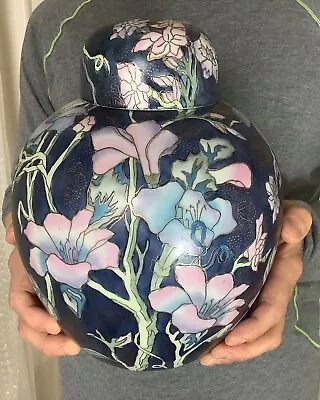 Buy Chinese Porcelain Ceramic Jar Vase Lid 10  Lilies Blue Kaiser Style Home Decor • 33.07£