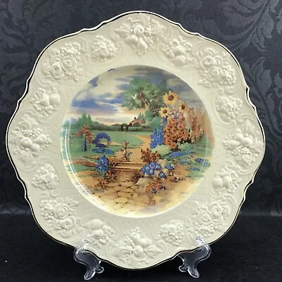Buy Crown Ducal Ware 11  Decorative Dinner Plate Filigree Edge Landscape England Vtg • 16.89£