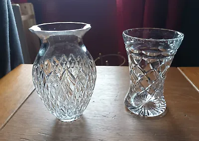 Buy 2x Crystal Cut Glass Vases  13cm & 12cm High • 9.90£