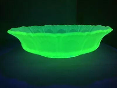 Buy 1930's Sowerby Frosted Green Uranium/Vaseline Green Roses Glass Bowl 25.5cm • 49.99£