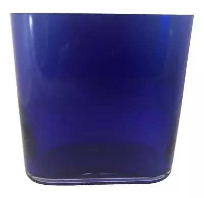 Buy Vintage Cobalt Blue Glass Rectangular Vase With Round Corners Large FREE POSTAGE • 24.95£