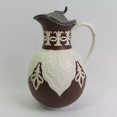 Buy Victorian Cobridge Pottery Water Jug With A Pewter Jug Lid • 37£