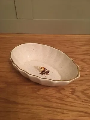 Buy Vintage 1970s Kernewek Cornish Pottery Oval Dish Autumn Rose Speckled Oatmeal • 5£