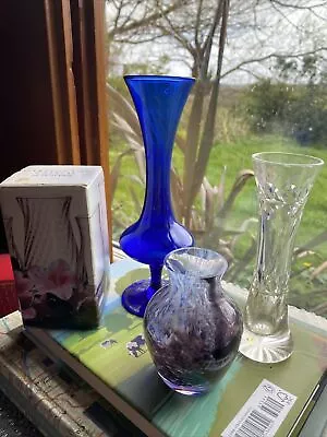 Buy Selection Of Small Vases Cut Crystal,Darlington Crystal,Blue Glass & Caithness • 9.50£