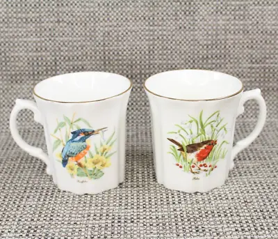 Buy Set Of 2 Royal Grafton Vintage Mugs/ Cups Fine Bone China Birds Golden Rim 250ml • 15.99£
