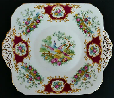 Buy IMMACULATE FOLEY RED BROADWAY SQUARE BONE CHINA PLATTER CAKE PLATE 25cm X 21cm • 9.99£