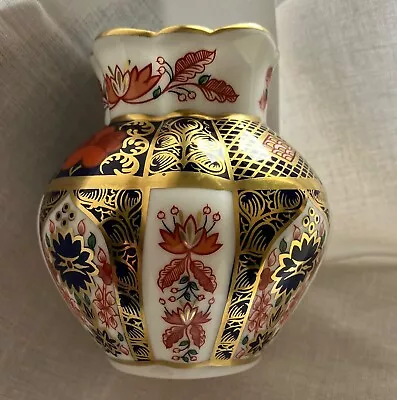 Buy Royal  Crown Derby Old Imari 1128 Small Fluted Vase, 3.5 High Bone China 1128 • 30£