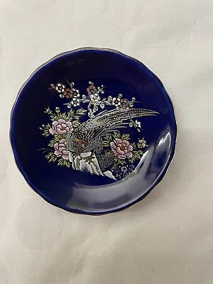 Buy Lovely Little Birds & Flower Oriental Cobalt Blue  Pin Dish 9 Cm Dia • 7.50£