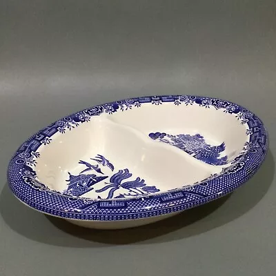 Buy Churchill China Blue & White Willow Pattern Divided Veg Dish / Serving Dish • 14.95£