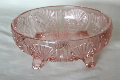 Buy Art Deco Pink Glass Footed Bowl By Davidson • 15.99£