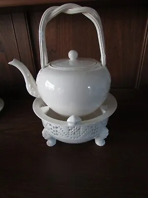Buy Hartley Greens&Co Leedsware Classical Creamware Teapot Full Size, Pierced Stand • 70£