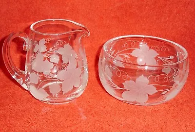Buy Cut Glass Jug & Bowl Grapevine Stuart/Webbs/Royal Brierley Crystal : Vintage • 10.99£
