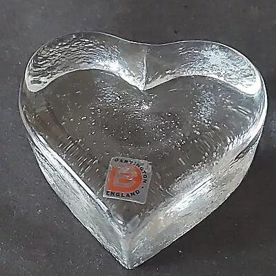 Buy Beautiful Vintage Dartington Clear Glass Heart-shaped Paperweight Original Label • 9.99£