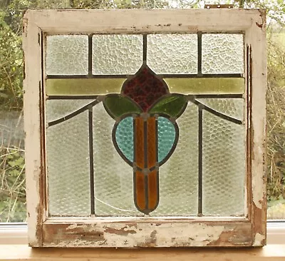 Buy Vintage Framed Stained Leaded Glass Window Panel • 45£