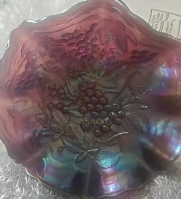 Buy Carnival Glass Imperial Grape Amethyst Shallow Dish • 10£