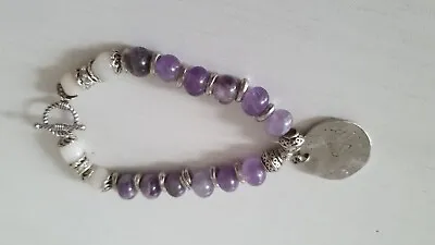 Buy Anxiety Stress And Depression Glass Amethyst Braclet With Charm • 6.99£