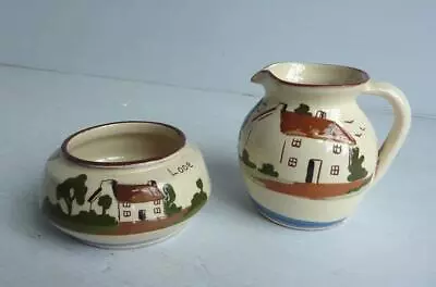 Buy Vintage Devon Pottery - Motto Ware - Cream Jug & Sugar Bowl • 12.99£