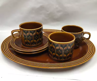 Buy Hornsea Pottery Plate Cups And Saucers Made In England Brown Orange C48 O253 • 5.95£