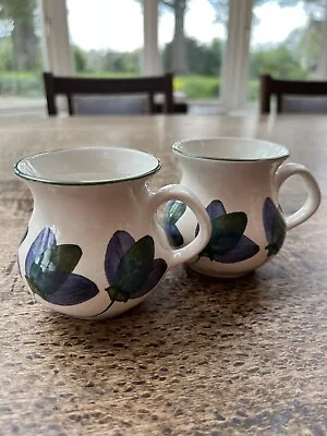 Buy Stunning Iden Rye Sussex Studio Pottery Pair Of Floral Mugs • 12£