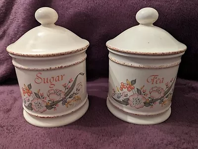 Buy 2 Hornsea Pottery “Seasons Collection“ ~ Storage Jars + Lids ~ Tea & Sugar ~ VGC • 6.99£