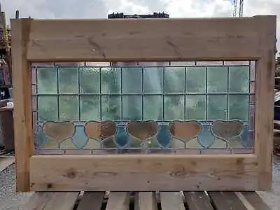 Buy Reclaimed Stained Glass Window Screen Panel Leaded Art Nouveau Hearts  • 600£