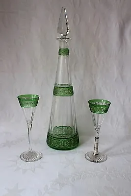 Buy -Antique French Baccarat Cut Crystal Cameo Glass Stemware Decanter Set C 1900 • 511.91£